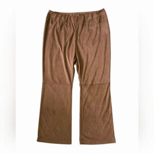 Soft Surroundings Faux Suede Pull-On Pants Women's Sz PL Brown High Waist